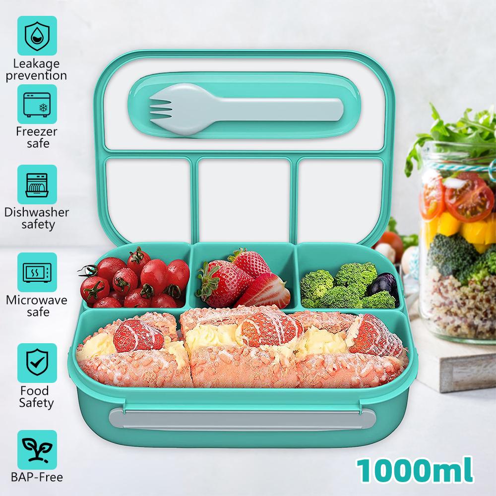 Bento Box Adult Lunch Box, Containers for Adults Men Women with 4 Compartments, Lunchable Food Container, Microwave & Dishwasher Safe Bento Box Adult Lunch Box, Containers for Adults Men Women with 4 Compartments, Lunchable Food Container, Microwave & Dishwasher Safe