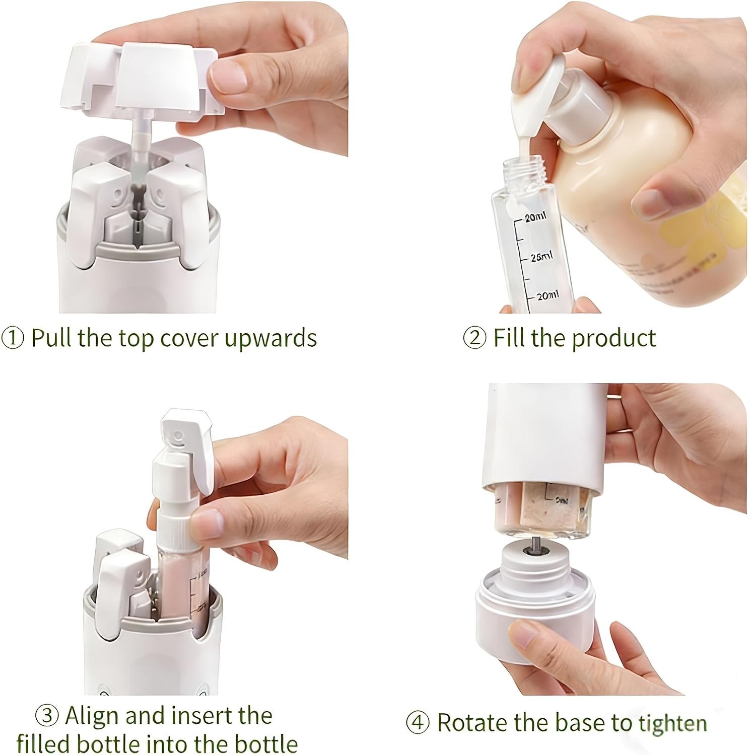 2pcs 4-In-1 Travel Dispenser, Leakproof Travel Bottles for Toiletries, Portable Shampoo Lotion Conditioner Cream Containers, Travel Essentials for Women Men