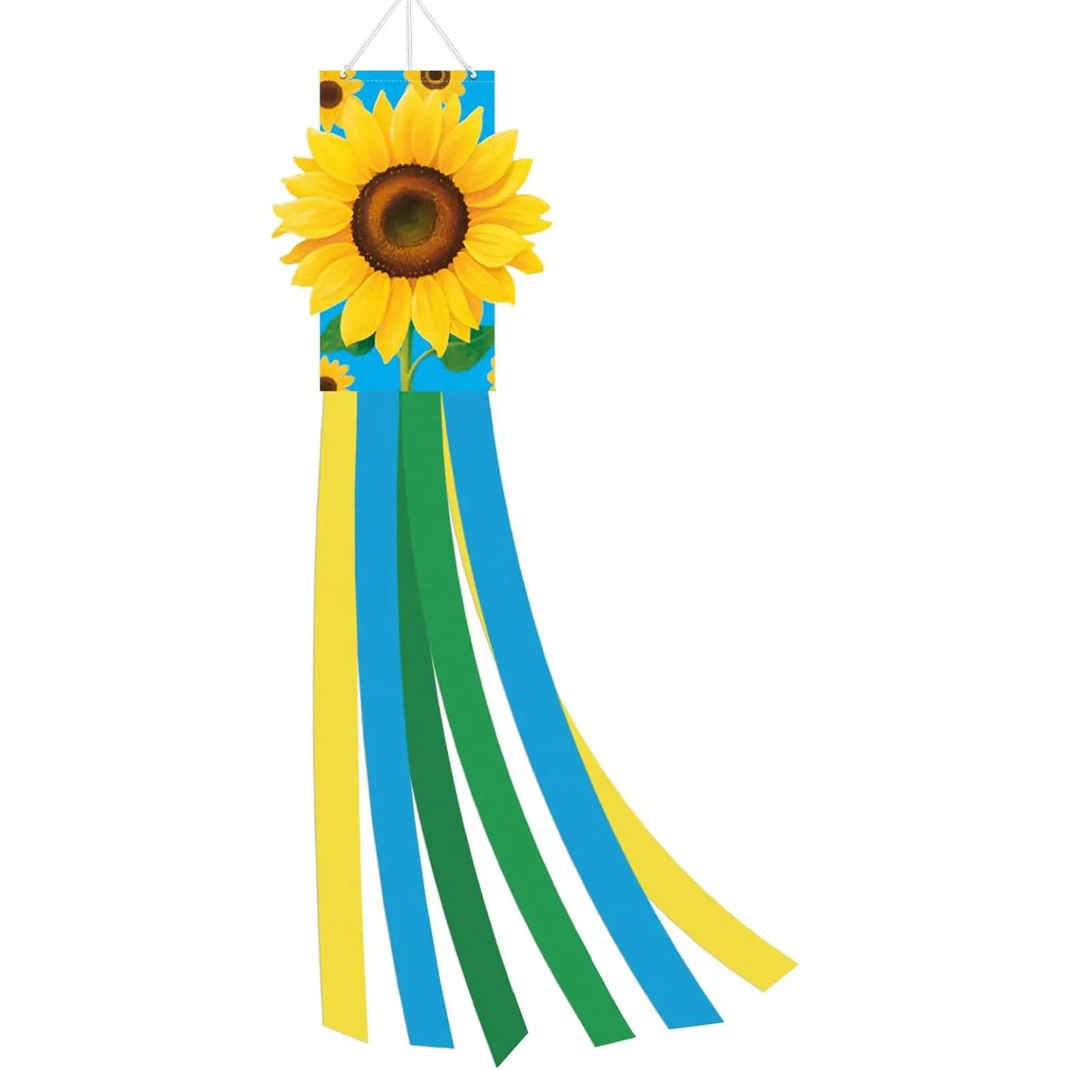 40 Inches 3D Sunflower Windsock Decoration, Dimensional Hanging Outdoor Wind Sock with Yellow, Green, and Blue Streamers for Summer Garden, Yard, Porch, Farmhouse, and Floral-Themed Party Decor