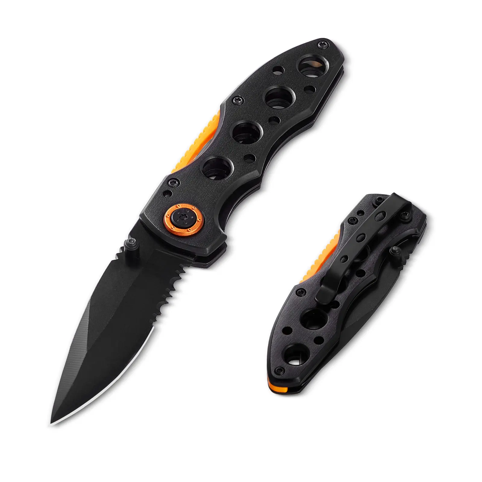 Folding Pocket Knife for Home Improvement - 7cr17mov Steel Blade, Compact Fold, Half-Tooth Edge, Sharp, Wear-Resistant, Smooth Flipper Action, Outdoor Tools