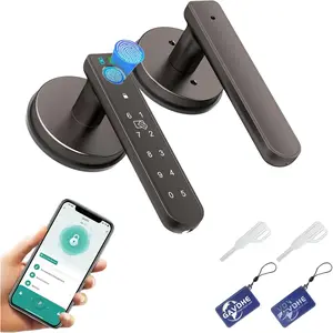 Fingerprint Door Lock  Fingerprint Door Knob with Keyless Entry Biometric Door Lock with Keypad App Control Easy Installation for  Bedroom Office( Grey)