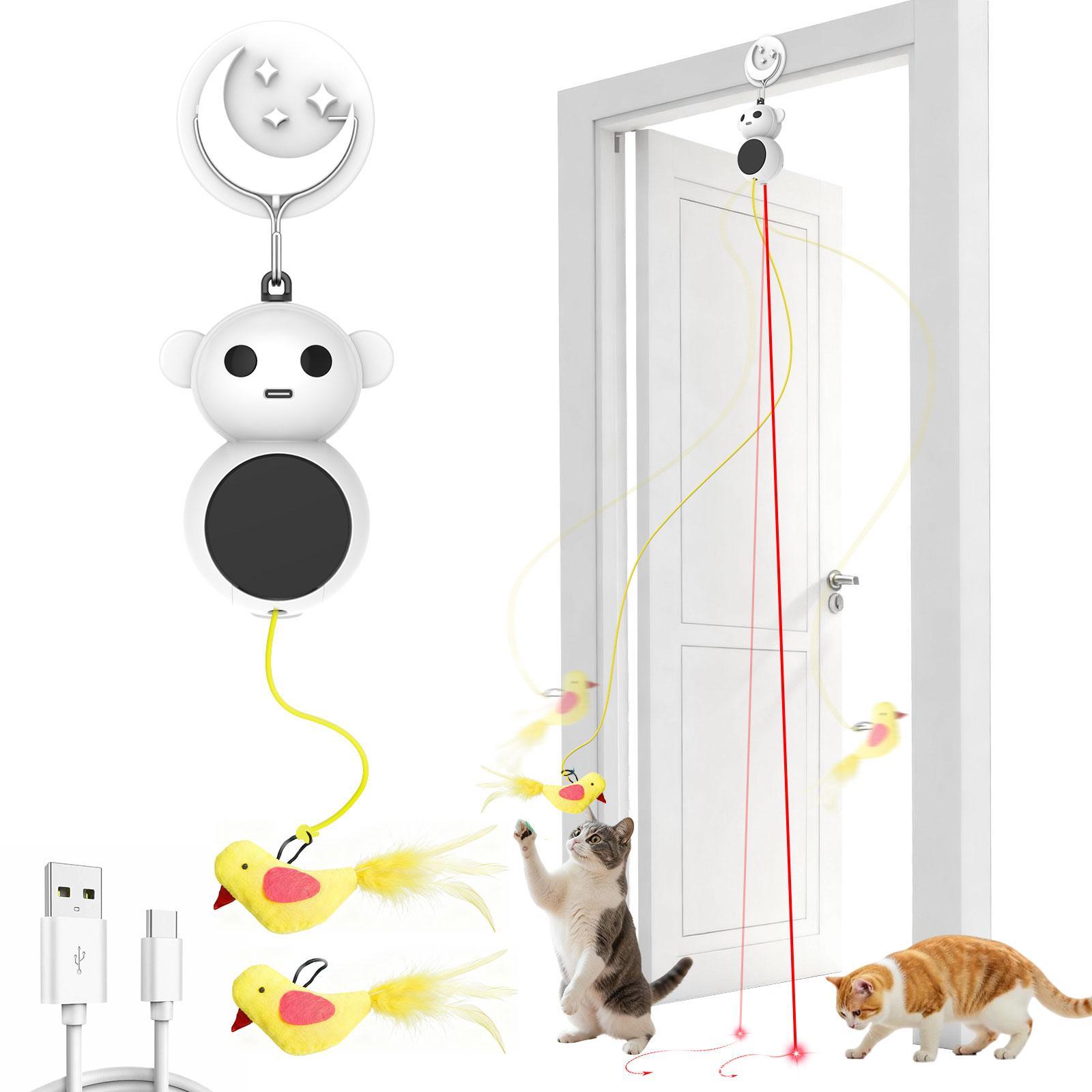 360 °   Cat Laser Interactive Toy Automatic Rotation Indoor Electric Bird Feather Magic Stick Toy with Automatic Continuous Entertainment