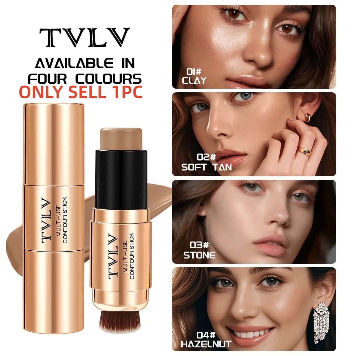 4-Color Dual-Ended Glowy Highlighter Concealer Stick, Sculpting Nose Shadow Side Shade Face Brightener Long-Lasting Eyelid Pen
