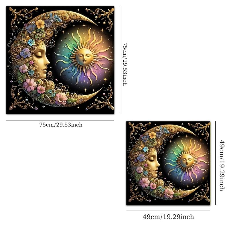 Mandala Sun & Moon Pattern Tarot Tablecloth, Tarot Card Witchcraft Astrology Divination Board Tablecloth, Gift Packaging Supplies for Party Decor, Halloween