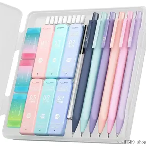 3Pcs Pastel Candy Color Mechanical Pencil Set, 0.5mm & 0.7mm HB Cute Aesthetic Pencils with Lead Refills & Erasers, Portable Student Stationery Kit for Writing Sketching