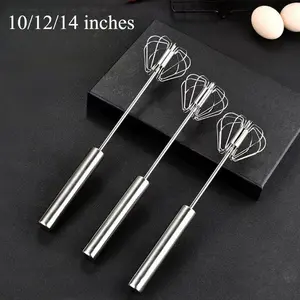 1 Pc Stainless Steel Semi-automatic Rotary Whisk Press Home Whipping Cream Baking Sticks Manual Whisk