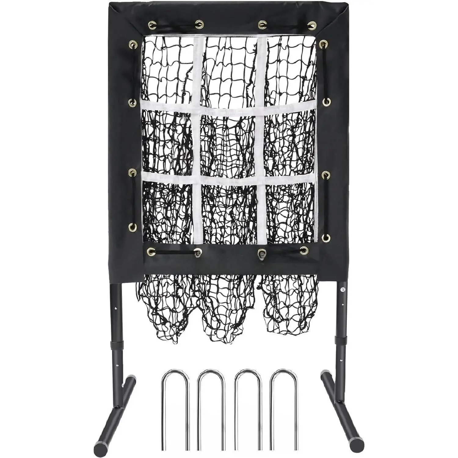 Pitching Net, 9 Hole Pitching Net with Strike Zone, Baseball Softball Pitching Target with Adjustable Height, Baseball Pitcher Throwing Practice  Equipment for  Skill Levels