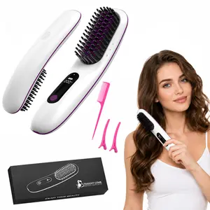 [DOCHEN] Cordless Plasma 2-in-1 Hair Straightener & Curler, Curved Design, 5200mAh Battery, MCH Fast Heat Up, 6-Channel 500M Plasma Dual-Side Care, 3 Temps 160-200°C, Shutdown Protection, Sweet Gift for Girlfriend or Mom.