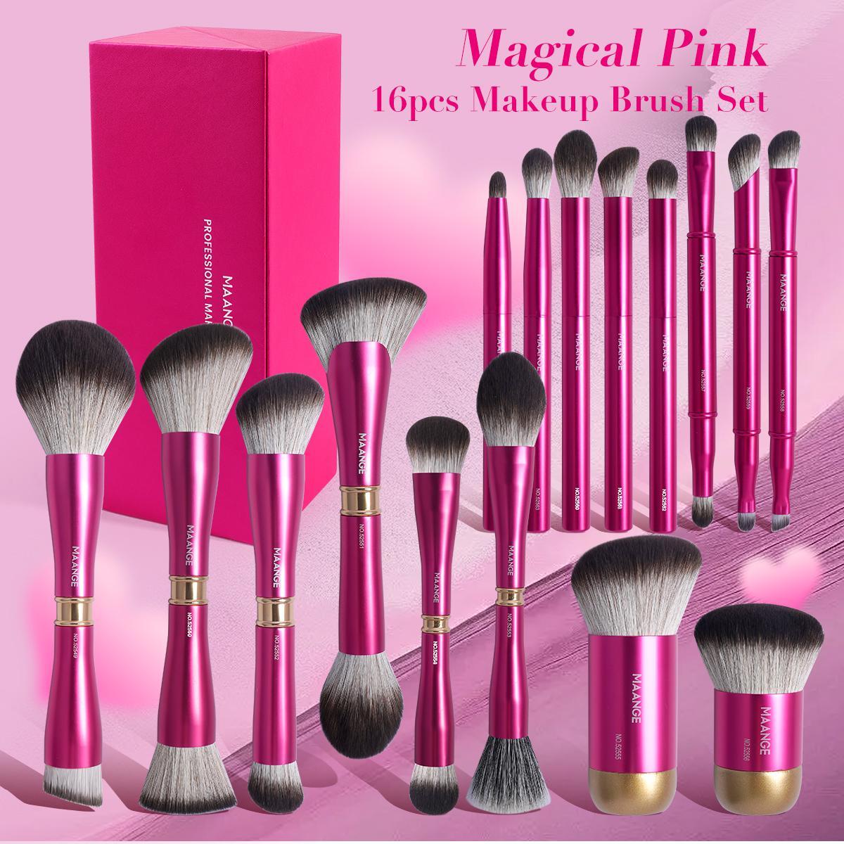 Maange Makeup Brush Set with Storage Box, 16pcs/set Professional Cosmetic Brushes with Soft Bristles, Makeup Tool for Women & Girls, Makeup Sets for Beginners,  Makeup Brushes Set, Brush Makeup Kit