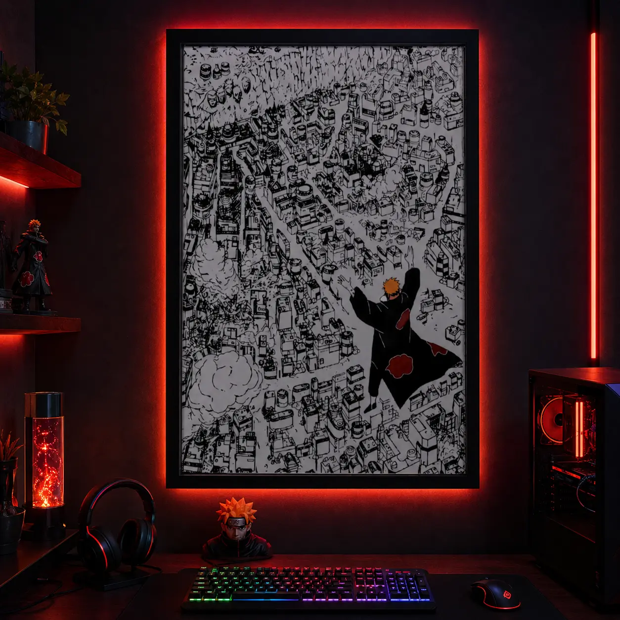 Naruto Pain Shinra Tensei Canvas Poster, Iconic Anime Manga Wall Art Print, Akatsuki Leader Konoha Destruction Scene Decor, Epic Battle Aesthetic for Bedroom Dorm Gaming Room Man Cave, Otaku Anime Fan Gift, Trendy Japanese Room Decor