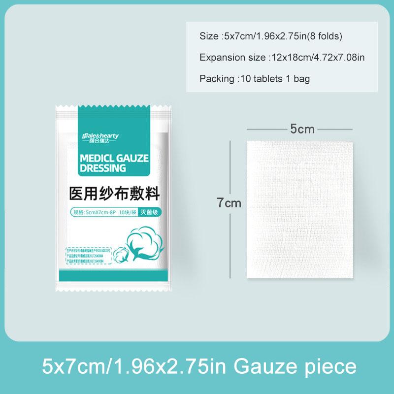 10/400pcs Sterile Medical Gauze Block Combat Hemostatic  Wound Dressing Sterile Medical Gauze Pad Wound Care Supplies