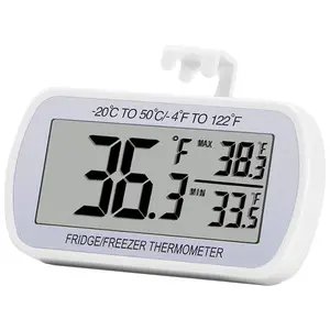 Waterproof Digital Refrigerator Thermometer for Fridge Freeze Room with Large LCD Display Max/Min Record Function White