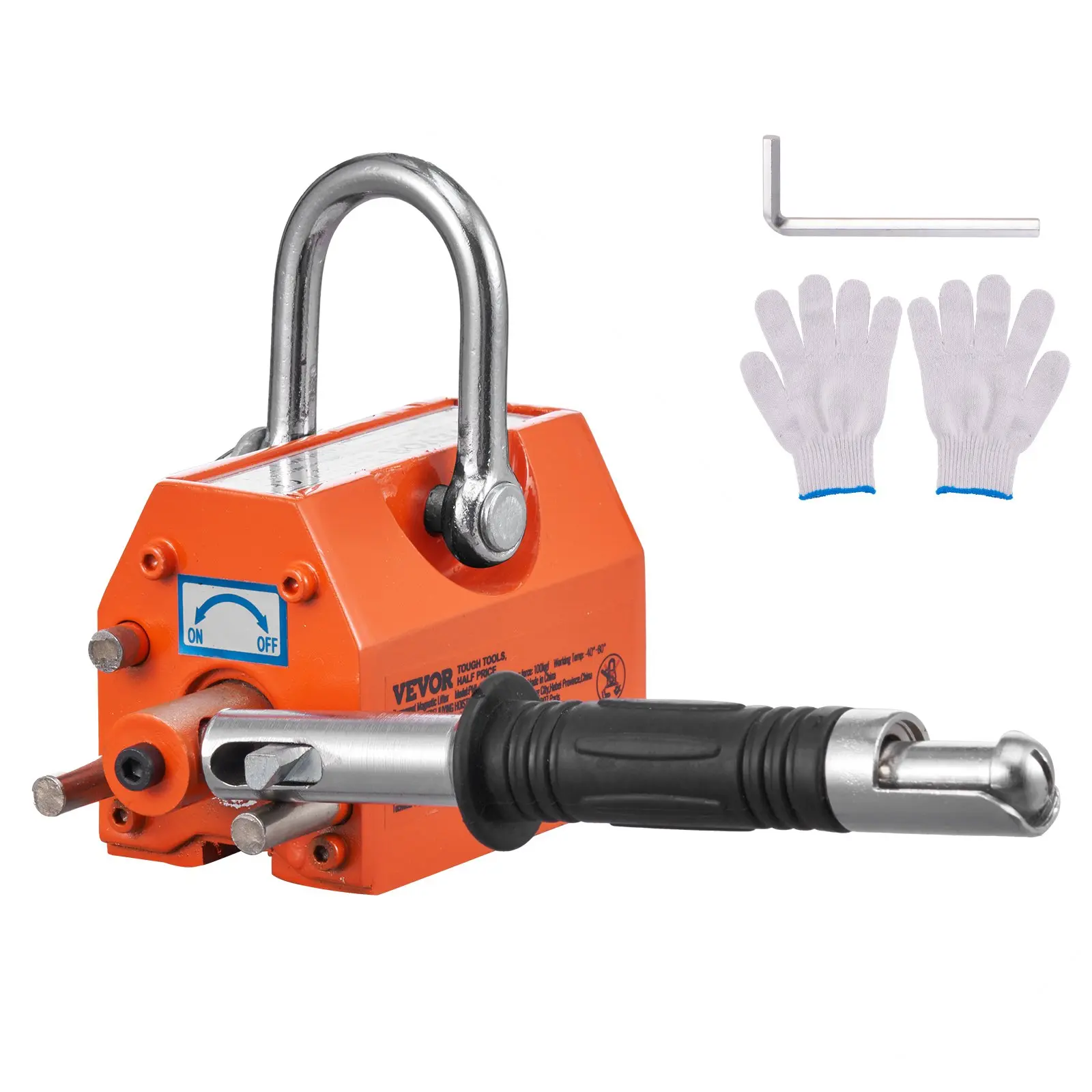 Magnetic Lifter, 220 lbs/100 kg Pulling Capacity, 2.5 Safety Factor, Neodymium Steel, Lifting Magnet with Release, Permanent Lift Magnets, Heavy Duty Magnet for Hoist, Shop Crane, Block, Board