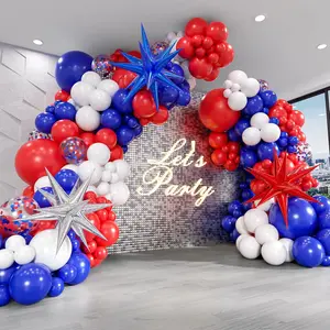 Red White and Blue Balloons Garland Arch Kit, 5 10 12 18 inch Red White Blue Confetti Latex Balloons for 4th of July Graduation Baseball Birthday Party Decorations