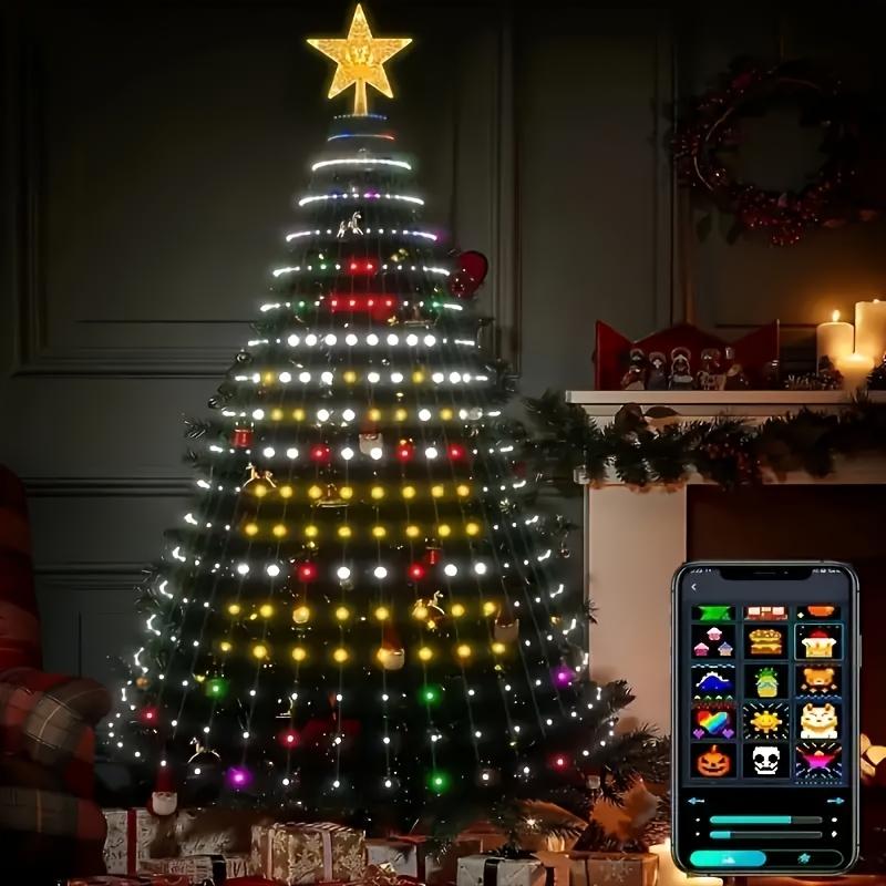 Hoodink Smart Christmas Tree Lights, Treeless with Remote and APP Control, RGB Color-Changing Light String with 400 LEDs, 11 Modes, Timer, Music Sync, Suitable for Christmas Decorations and Holiday Party Decorations Hoodink Smart Christmas Tree Lights, Treeless with Remote and APP Control, RGB Color-Changing Light String with 400 LEDs, 11 Modes, Timer, Music Sync, Suitable for Christmas Decorations and Holiday Party Decorations