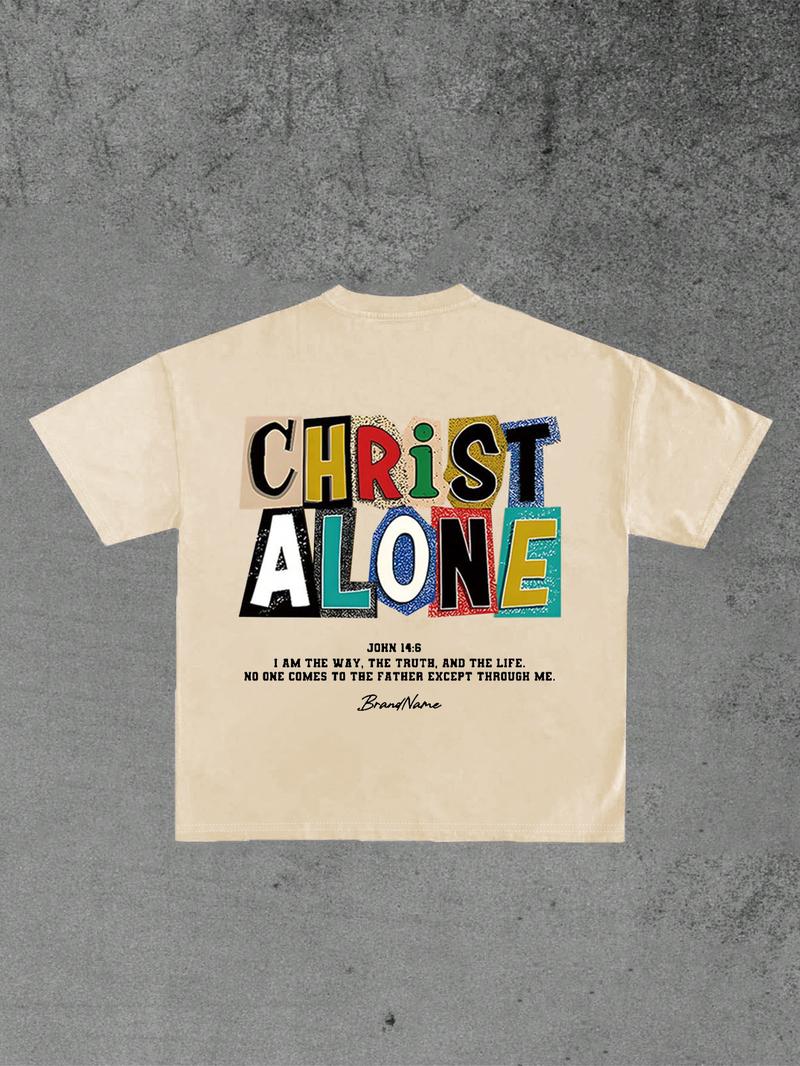 Unisex's Colorful Letter Print Round Neck Graphic Tee, Regular Fit Casual Short Sleeve T-shirt for Summer, Men's Top for Daily Wear, Tropical