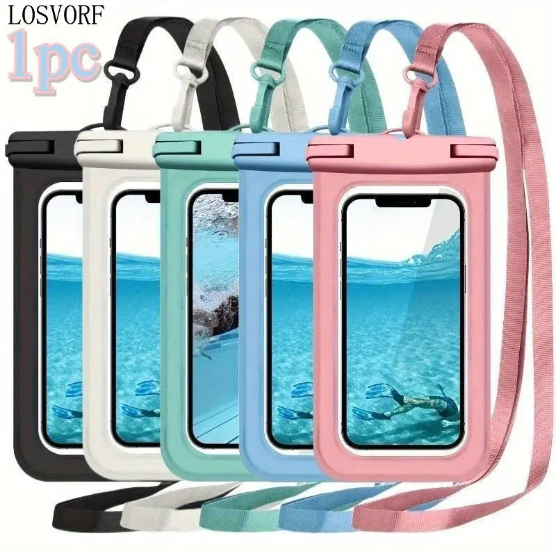 LOSVORF Waterproof Phone Bag, 1 Count Universal Large Capacity Transparent Phone Case with Lanyard, Swimming Phone Bag, Phone Accessories for Swimming, Beach, Pool, Phone Accessories, Cover, Smartphone
