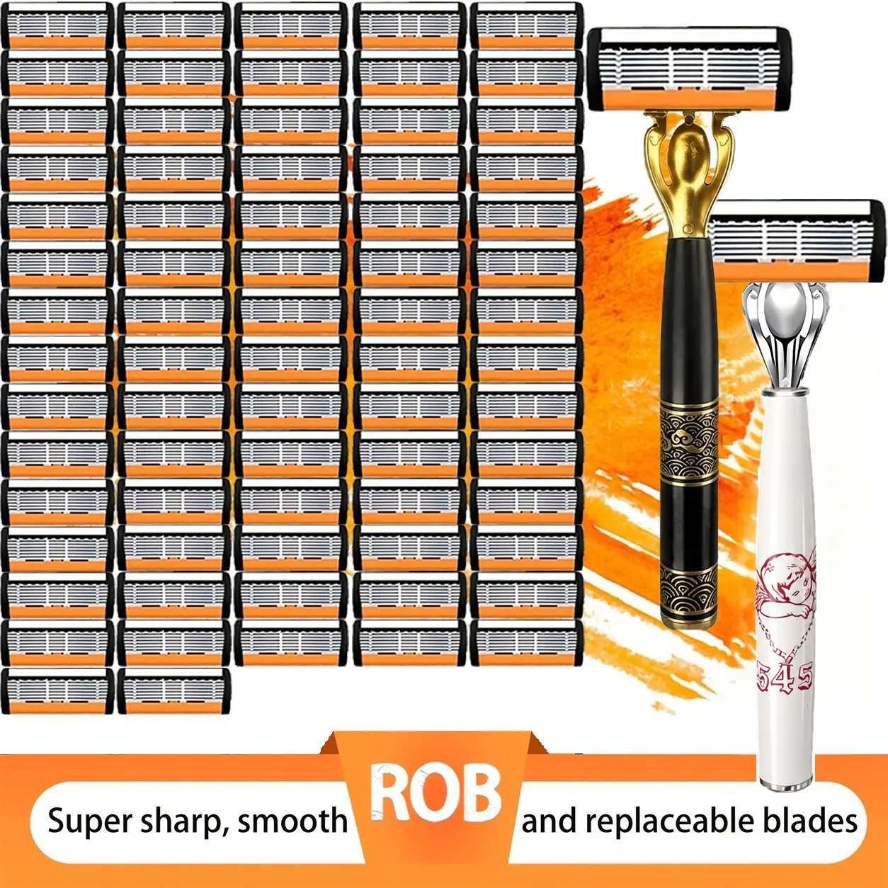 Men's 6-Blade Shaving Set, 2 Premium Handles, 72 Replacement Blades, Ergonomic Non-Slip Grip, Durable Sharp Blades, Ideal for Daily & Travel Use