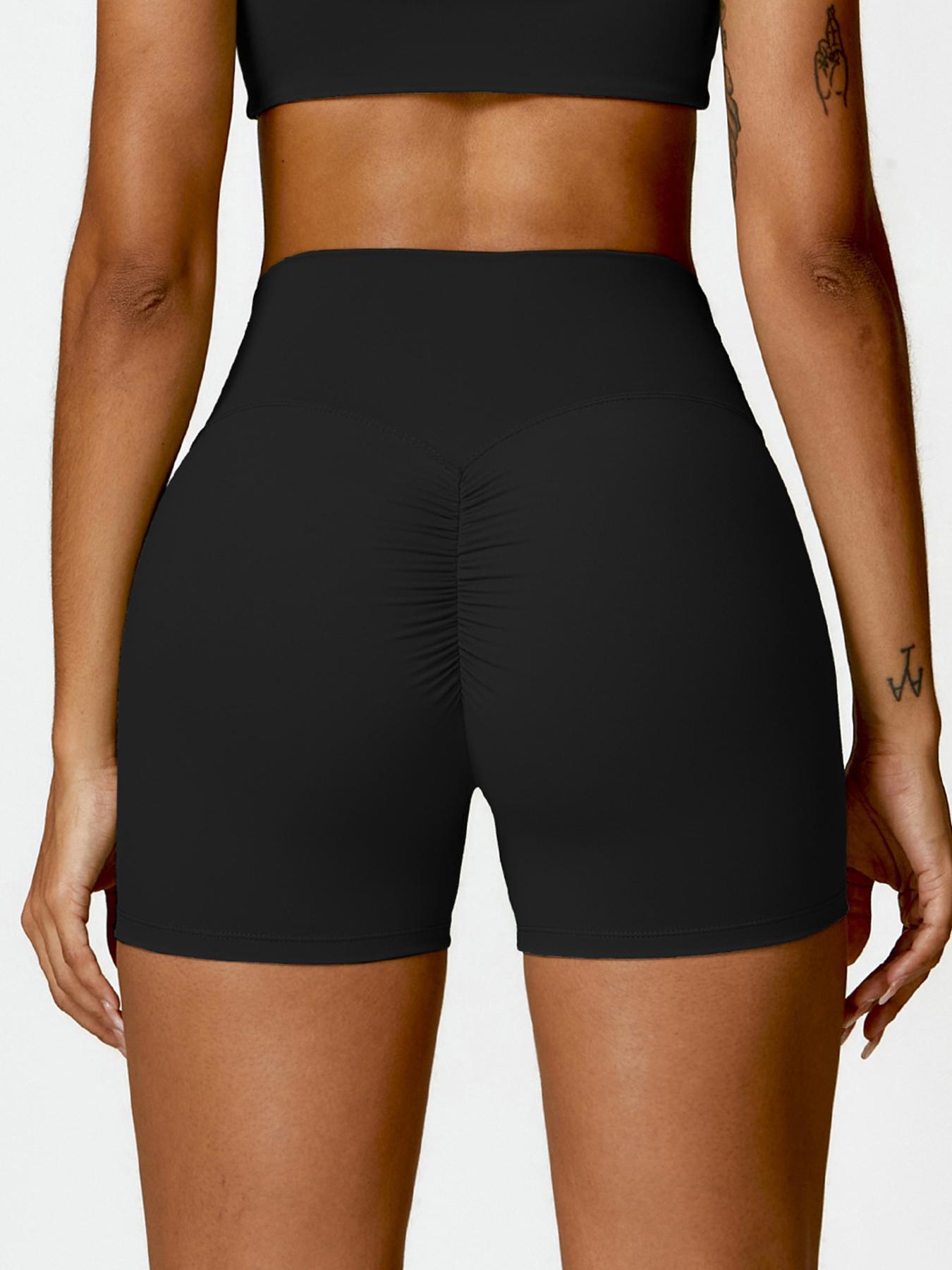 Women's Solid Color Ruched High Waist Sports Shorts, High Stretch Casual Comfy Breathable Butt Lifting Skinny Shorts for Yoga Gym Workout Running, Ladies Sportswear for All Seasons, Athletic Shorts, Athleisure Shorts