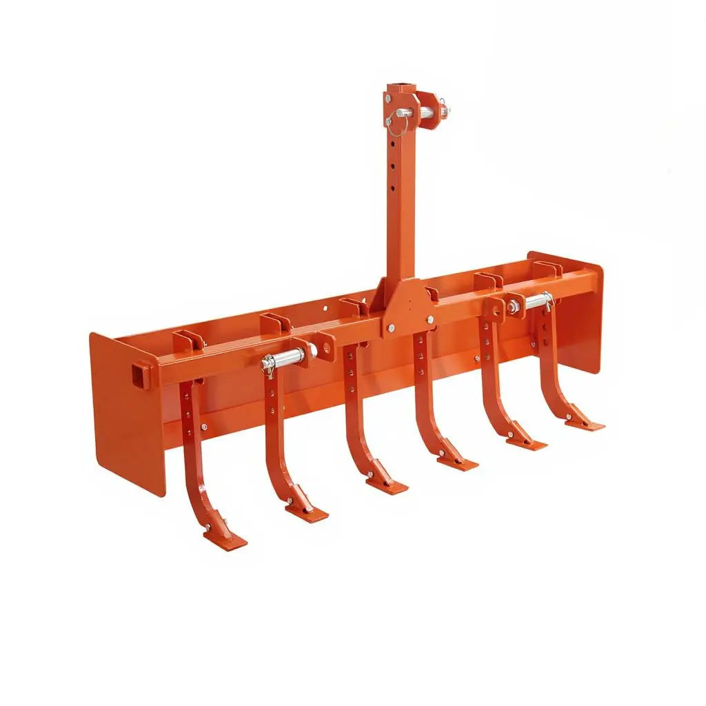 Heavy Duty 55 Inch Box Blade for Tractor – 3-Point Hitch Attachment – 6 Adjustable Scarifier Shanks – Land Leveling & Grading Implement for Driveways, Farms, Landscaping – Compatible with Category 0 & 1 Tractors
