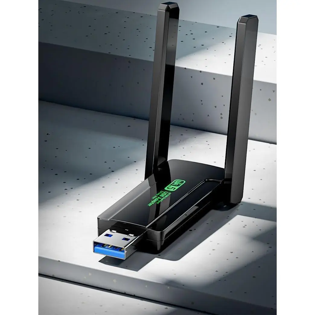 1800Mbps WiFi 6 Dual Band USB Wireless Adapter, Driver-Free Installation Dongle with High-Gain Copper Antenna, Backward Compatible for Desktop PC, 5G/2.4G, Linux Support