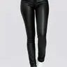 Women's Minimalist Aesthetic Street Basic Plain High Waist Slim Skinny Pants, Casual Solid Pocket High Rise PU Leather Casual Fit Trousers for Fall & Winter, Fashion Women's Bottoms for Daily Wear, Casual Style Bottoms, 2026 Summer Tops