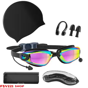 5-PCS Professional Anti-Fog Swim Goggles, UV Protection Leak-Proof Swimming Glasses, with Replaceable Nose Bridge - Ideal for Lap Swimming, Training, Triathlons, and Recreational Water Activities