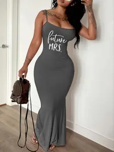 8058-K22 New Women's Sleeveless Long Dress with Thin Straps, Adjustable Elastic Waistband, Casual Style, Slim-Fitting, All Seasons