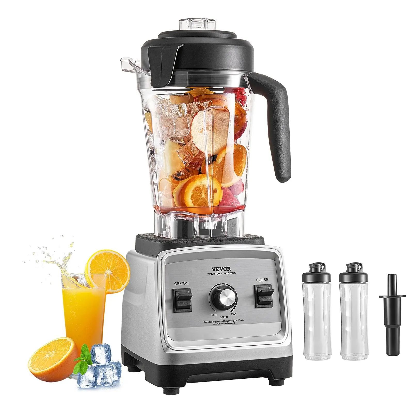 【DealsForYouDays】VEVOR Blender for Smoothies, 85 oz 1400W, Professional Blender with Powerful Motor, Multi-Functional Food Processing Blender with 2 Cups for Smoothie/Milkshake/Juice, Fits for Kitchen