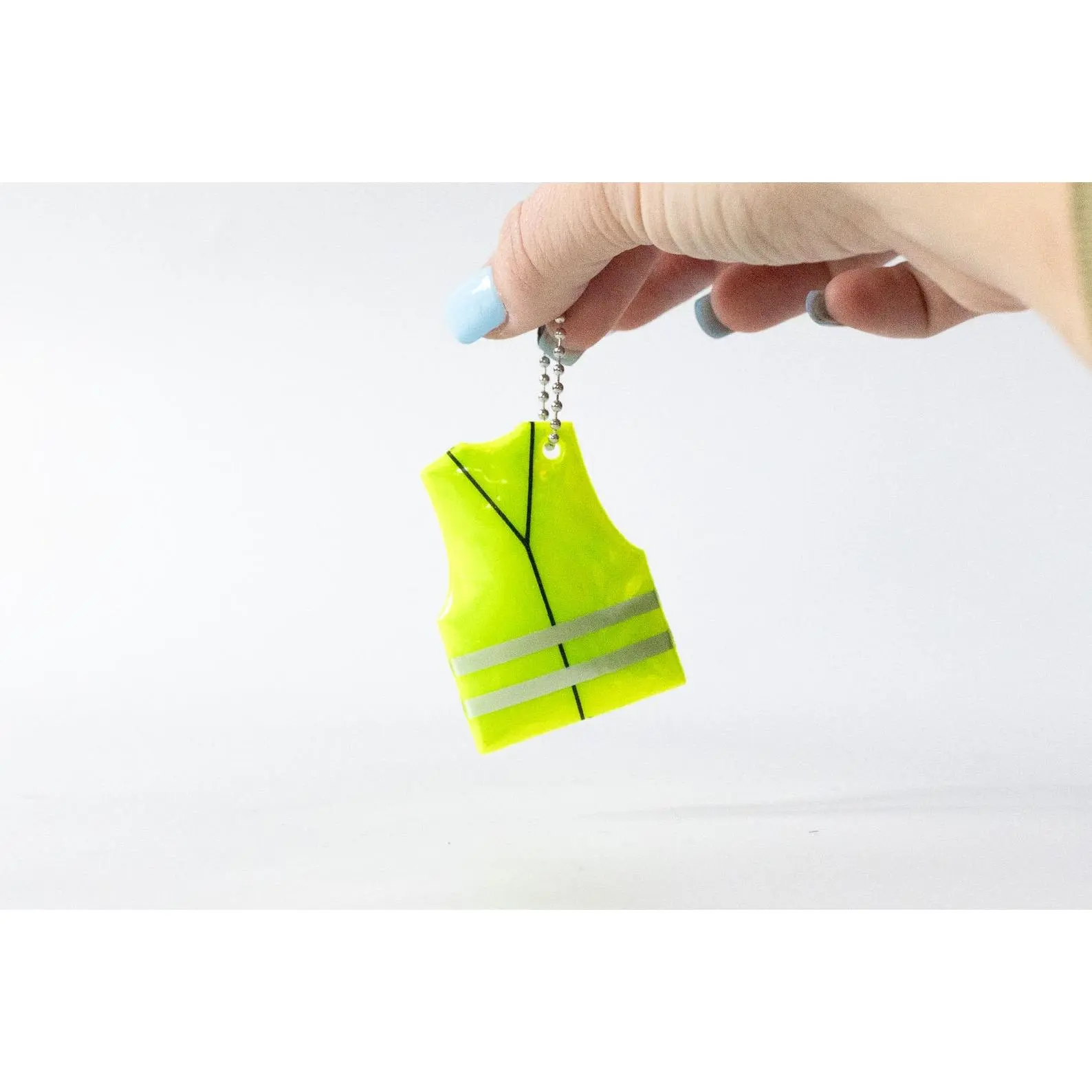 Reflective High Visibility Vest Keychain: Neon Yellow Squishy Plastic