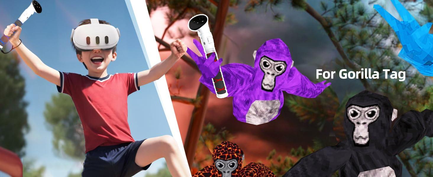 Handle Attachments Compatible with Meta/Oculus Quest 3/Quest 3S Controller Accessories, Controller Extension Grips for VR Game Gorilla Tag Long Arms Sticks,Beat Saber Handle