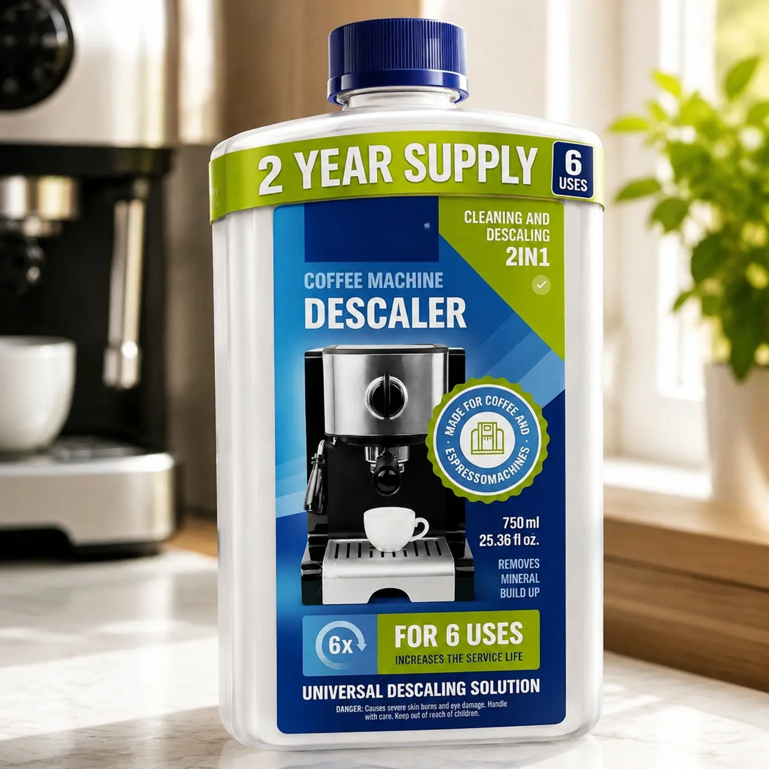 Descaler Solution for Coffee Maker 25.4 oz - 6 Uses Descaling Liquid compatible with Keurig, Nespresso, Breville, Espresso MachinesGift