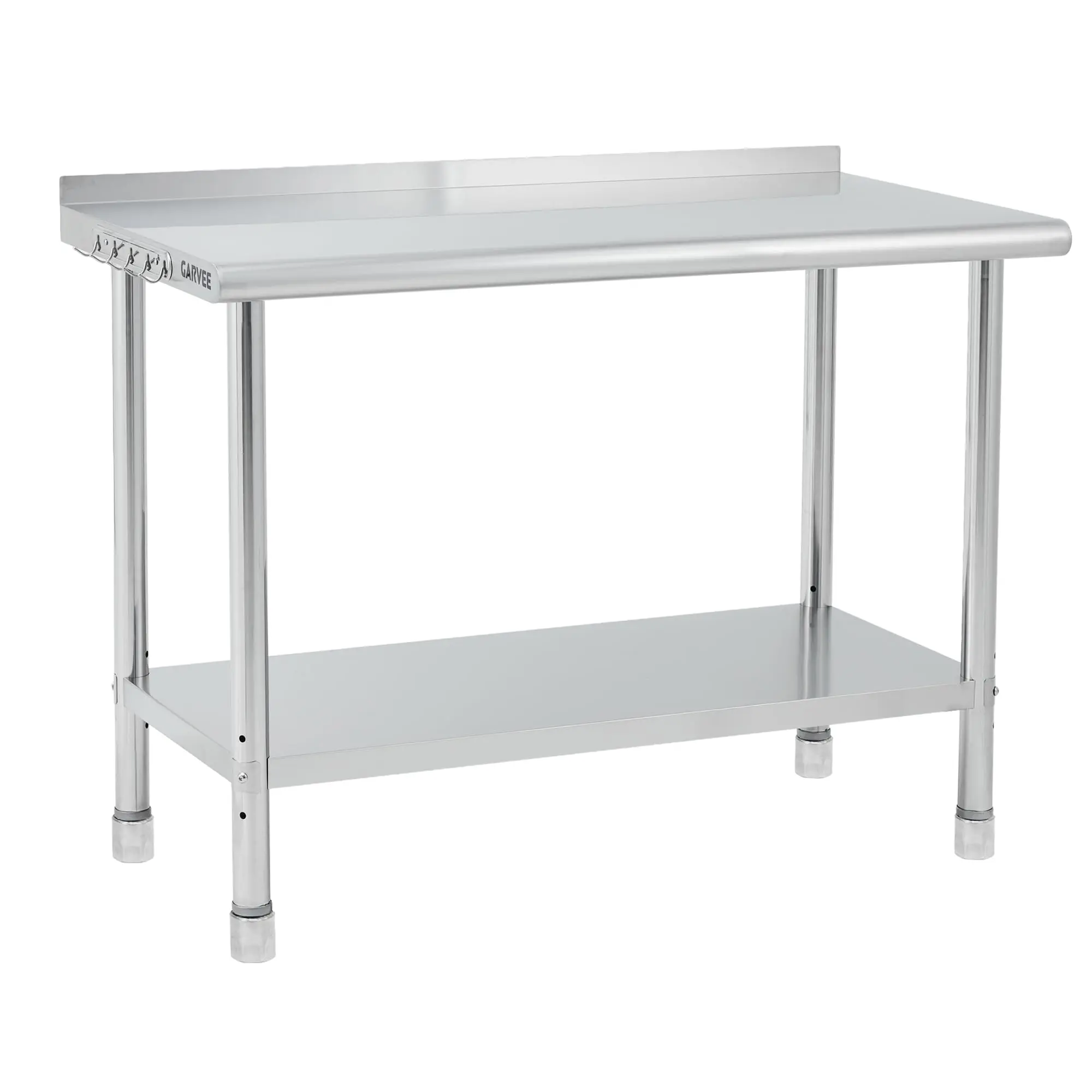 30 x 24 Inch Stainless Steel Prep Table with Backsplash, Arc Edge, 4 Adjustable Feet