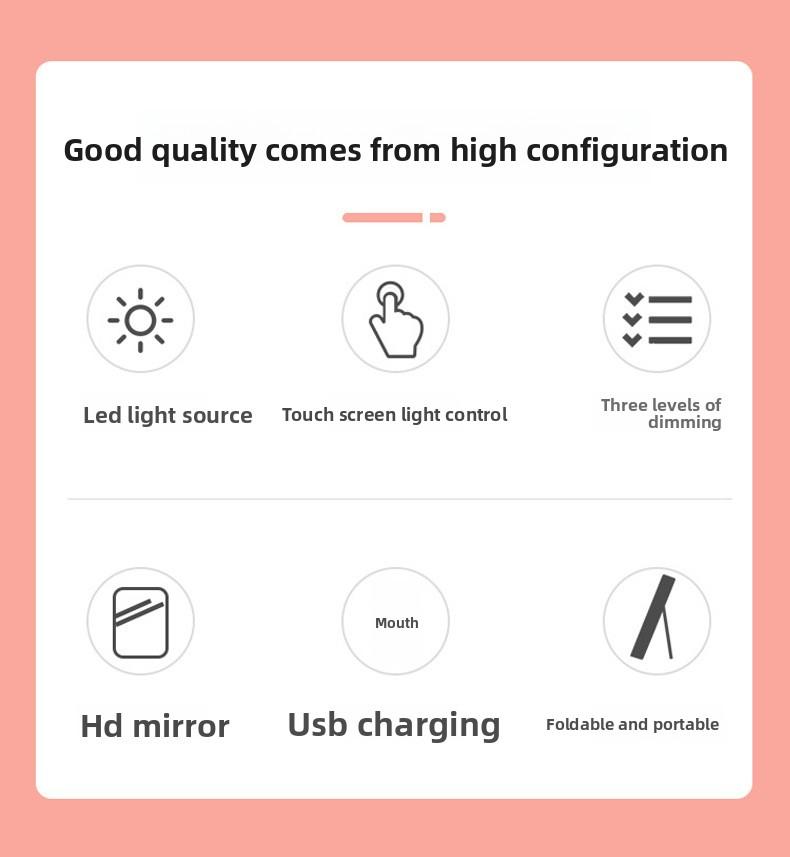 LED Makeup Mirror - Desktop Vanity Mirror with Lights, Foldable, Portable, and Travel-Friendly - Home Beauty and Fill-Light Mirror