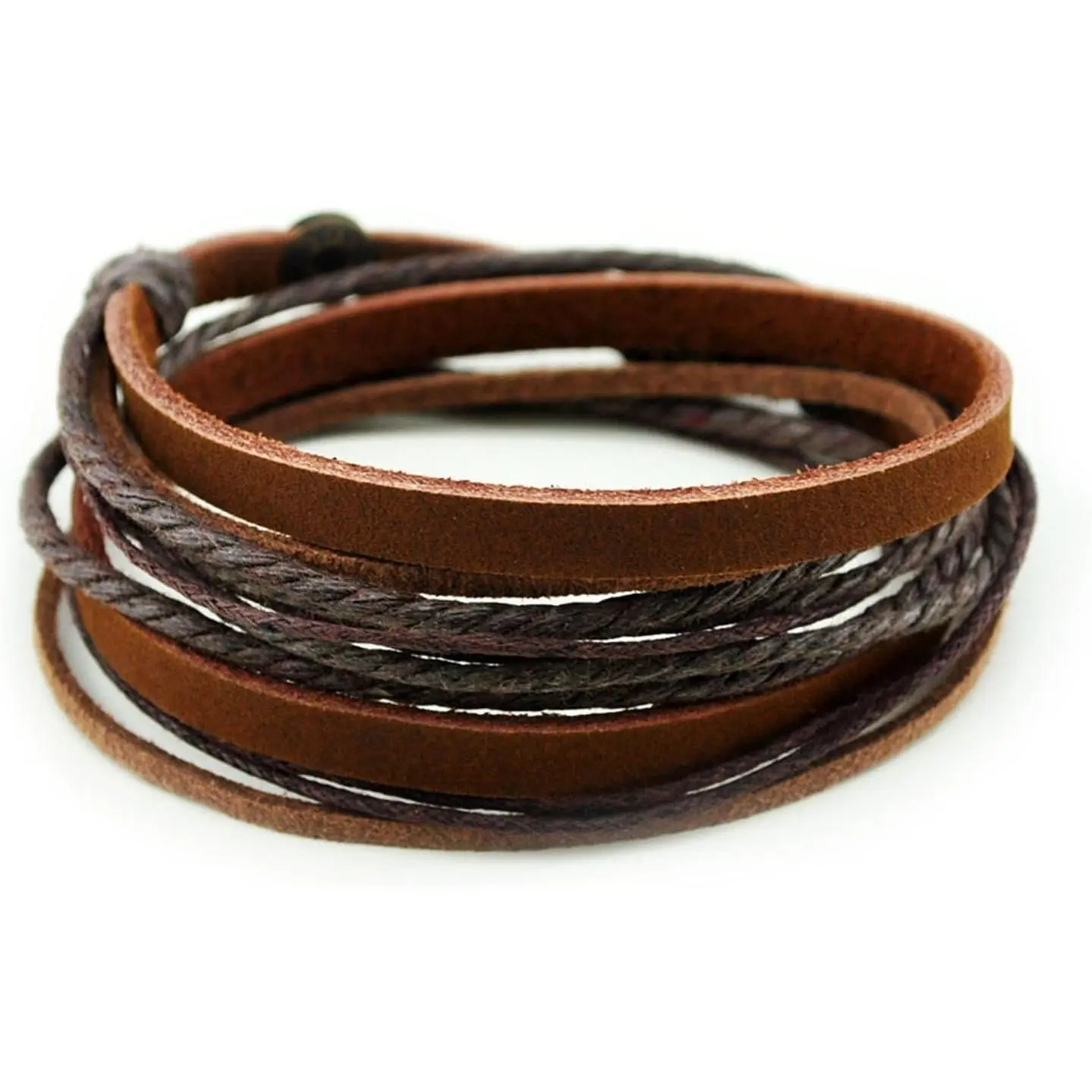 Bracelet for Women & Men,Unisex Multilayer Leather Adjustable Bracelet Cuff Wrap Multicolor Rope Wristband