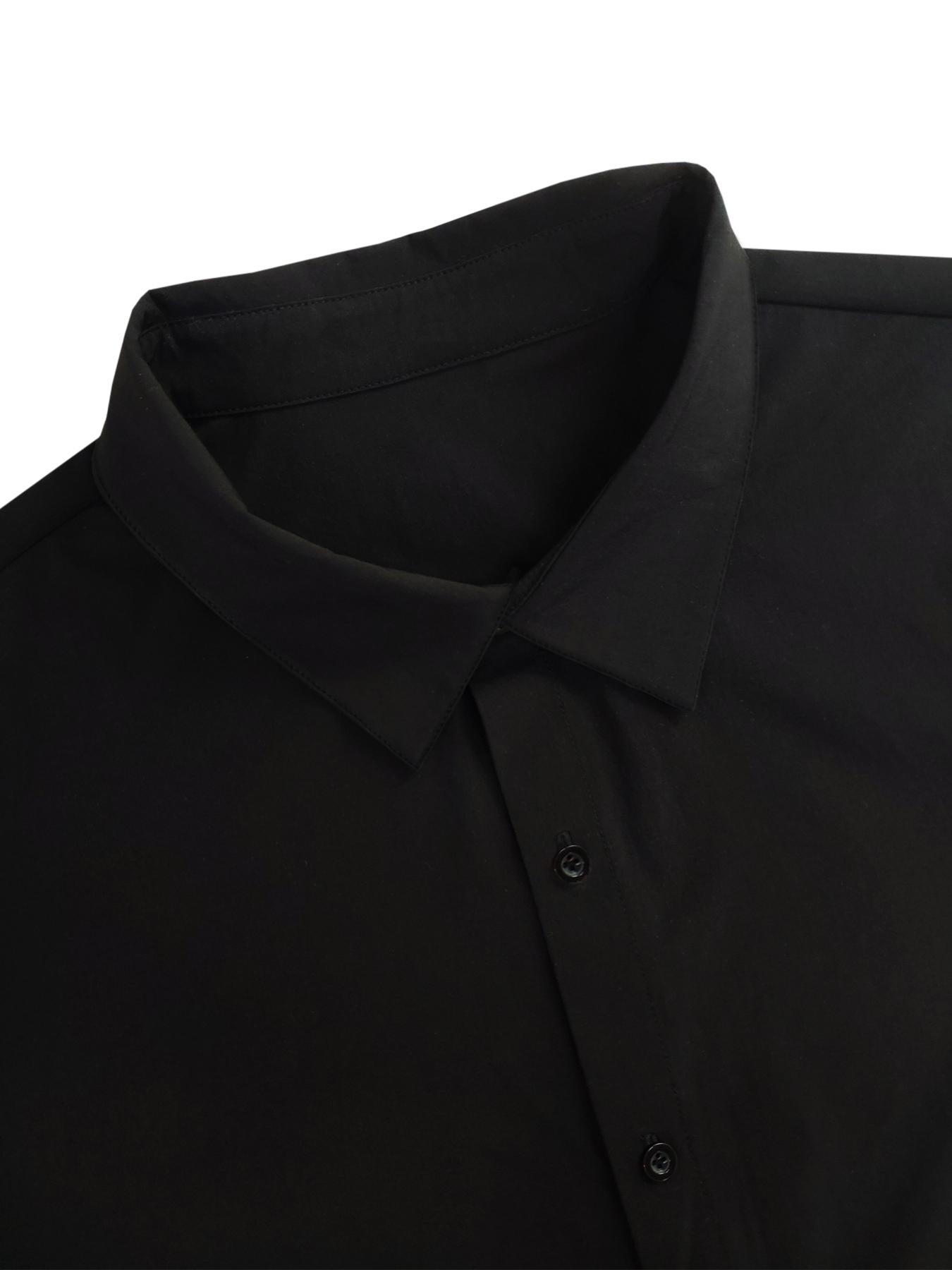 Men's Solid Button Front Shirt, Casual Fitted Shirt, Classic Casual Fashion Long Sleeve Collared Top for Daily Wear, Men's Clothes for All Seasons, Men's Clothing, Longsleeves, Fashionable Shirts