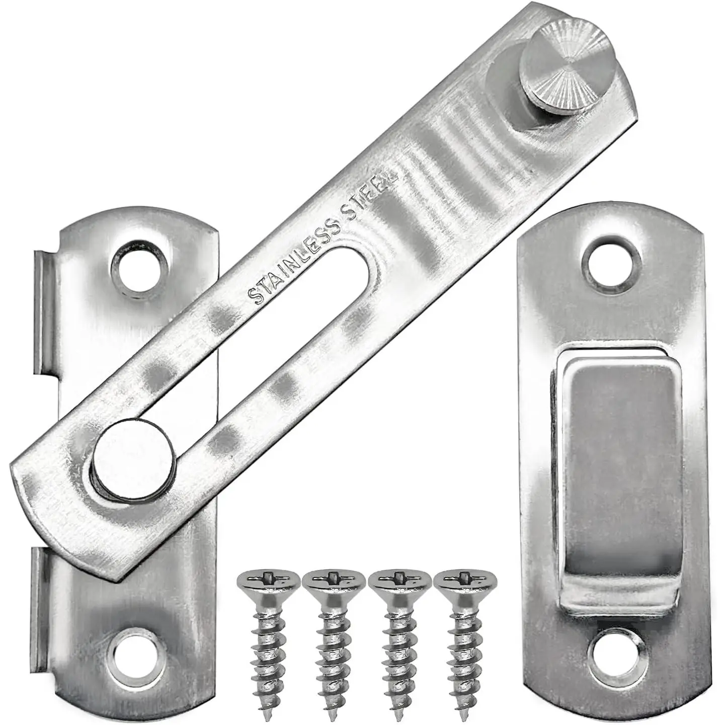 2 Set 4" Gate Latches Safety Door Lock for Barn Door, Stainless Steel Farm Flip Gate Latch,