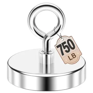 2.95" Fishing , 750 LBS Pulling Force Neodymium Rare Earth  with Lifting Eye-Bolt, Super  Round  Heavy Duty for Retrieving Items in Lake, Beach, Lawn and  House