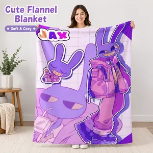 A-Amazing D-Digital Anime Circus Cozy Super Soft Flannel Blanket, Funny Game Theme Warm Throw Blanket for Living Room, Bedroom Sofa Couch Dorm Home Decor, Purple Cartoon Character Blanket Gift