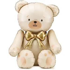 Giant Teddy Bear Balloon We Can Bearly Wait Baby Shower Decorations-3D Inflatable Foil Bear Balloons for Gender Reveal 1st Birthday Nursery Neutral Baby Themed Party Decor, 33"