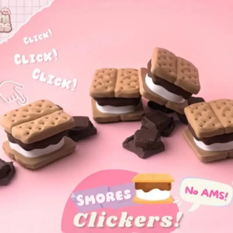 New 3D Printed Toy Chocolate Cookie Finger Click Button Stress Relief Keychain, Fun and Relaxing Accessory for Daily Use