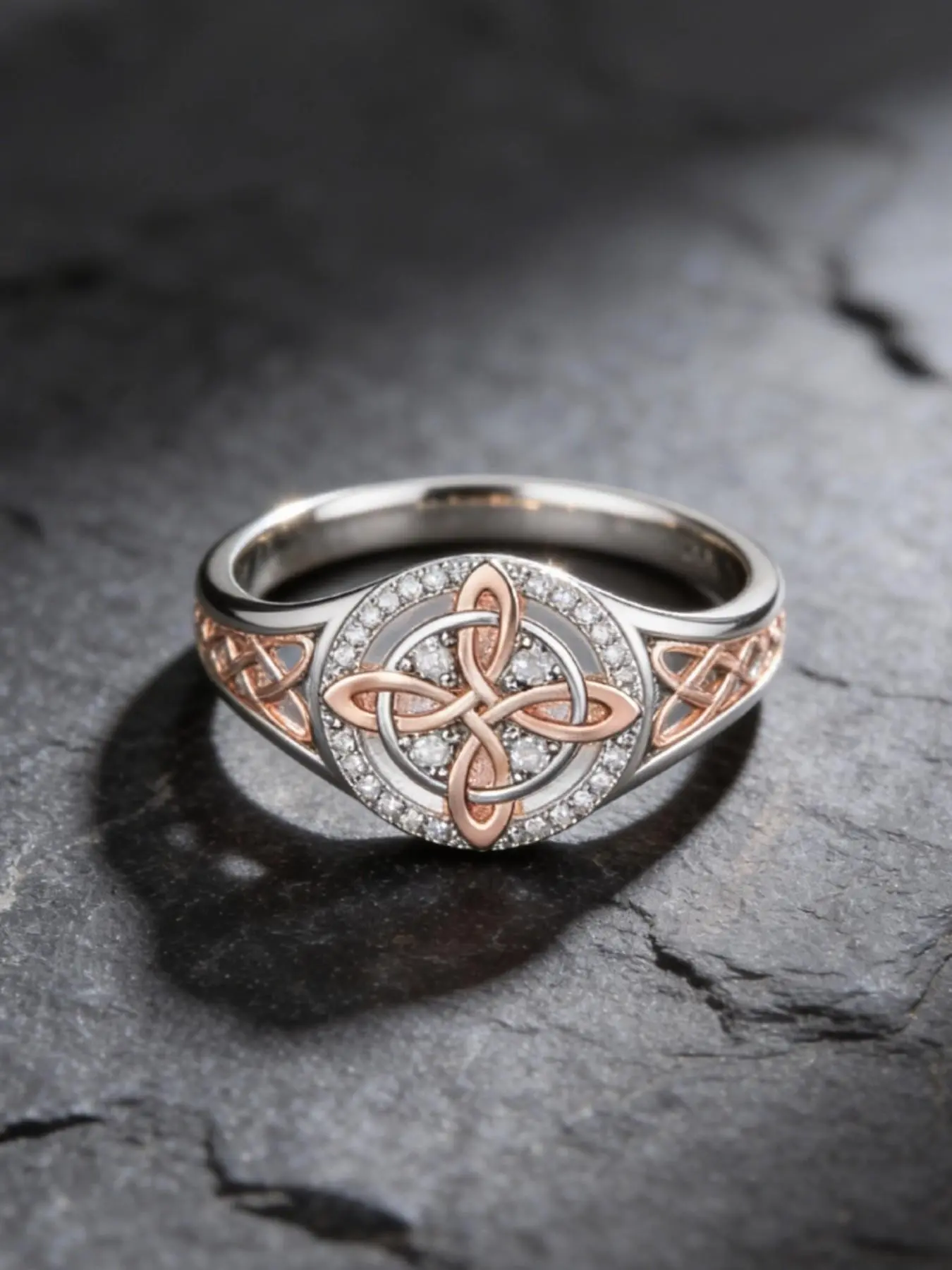 Celtic Knot Witch Ring, Cubic Zirconia Embedded Witch Ring, Witch Jewelry, Pagan Dedication Protection Jewelry, Tiktok Witch Accessories, Beautiful Rings, Copper Statement Ring