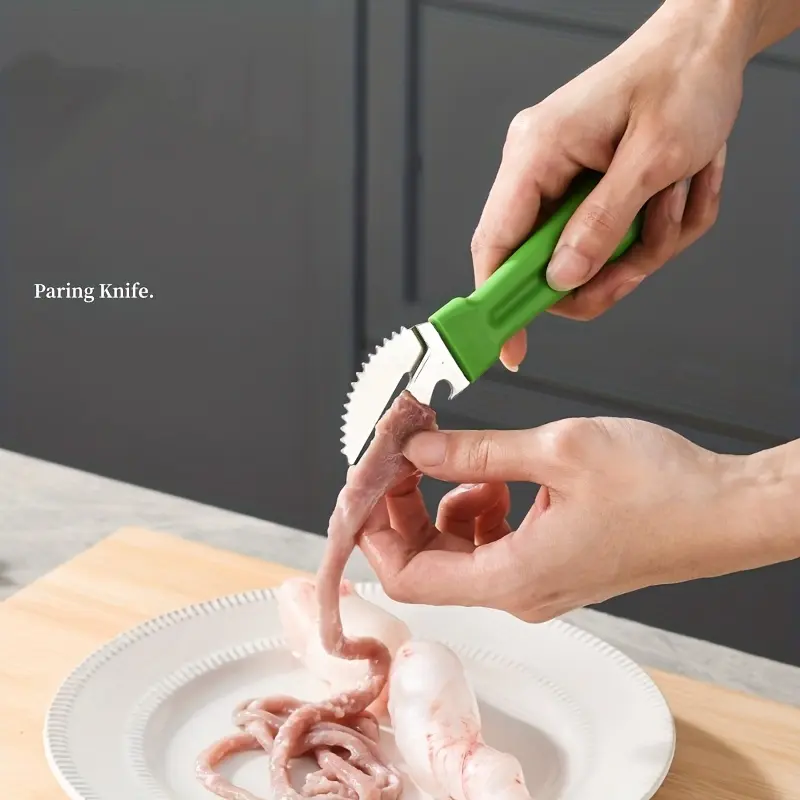 Hardened Stainless Steel Kitchen Peeler, Multi Purpose Fish Descaling & Bottle Opening Integrated Tool