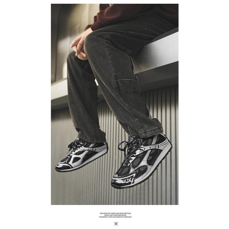 Retro Men's Casual Sneakers – Breathable Microfiber & PVC, Non-Slip Rubber Sole, Lace-Up Low Tops, All-Season Comfort for Walking & Daily Wear, Plus Size Options