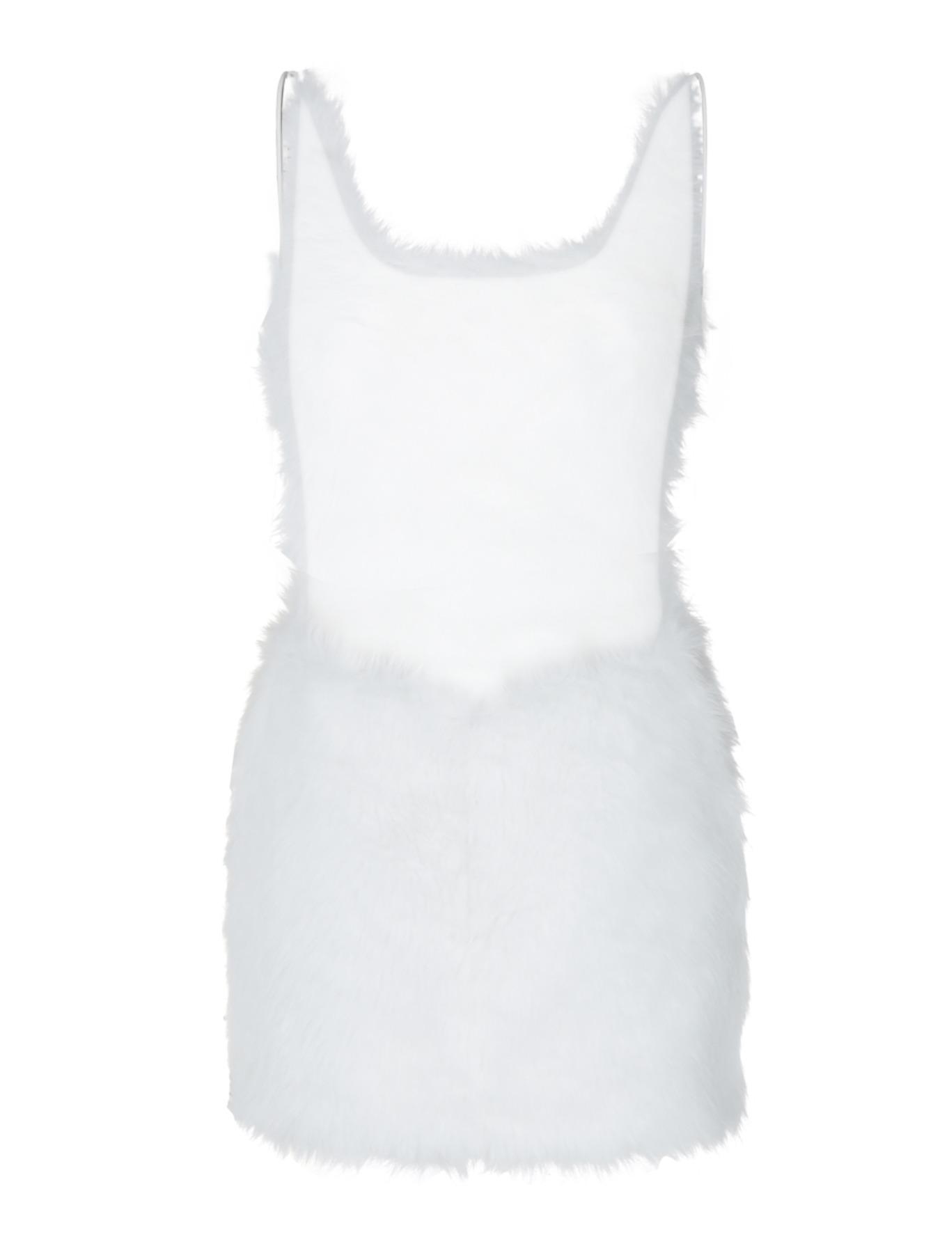 Women's Solid Color Plush Dress, Fashionable Backless Sleeveless Bodycon Fit Dress for Party Club Night Out, Women Dress for Fall & Winter