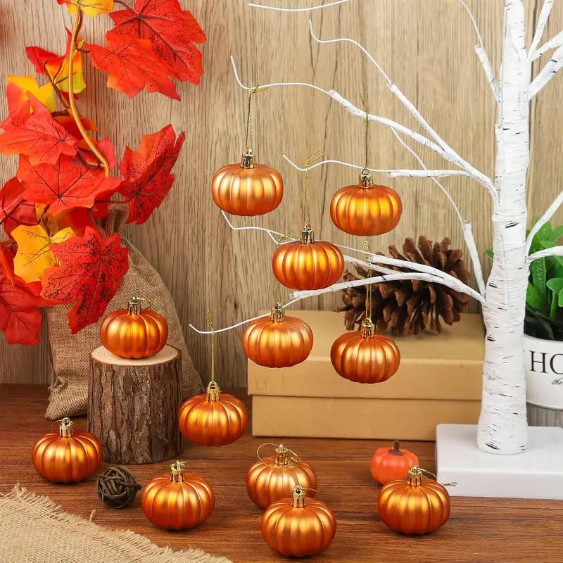 16pcs, Autumn Plastic Pumpkin Festival Hanging Ornaments, Festive Decoration, Hanging Decorations, Pumpkin Decorations, Halloween Tree Decorations, Suitable for Autumn Christmas Trees, Home Decorations