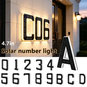 Solar Lighted House Numbers for Outside, 4.7inch Waterproof Outdoor Design, Modern Look, Ideal for Various Environments, Indoor and Outdoor Sign Lights