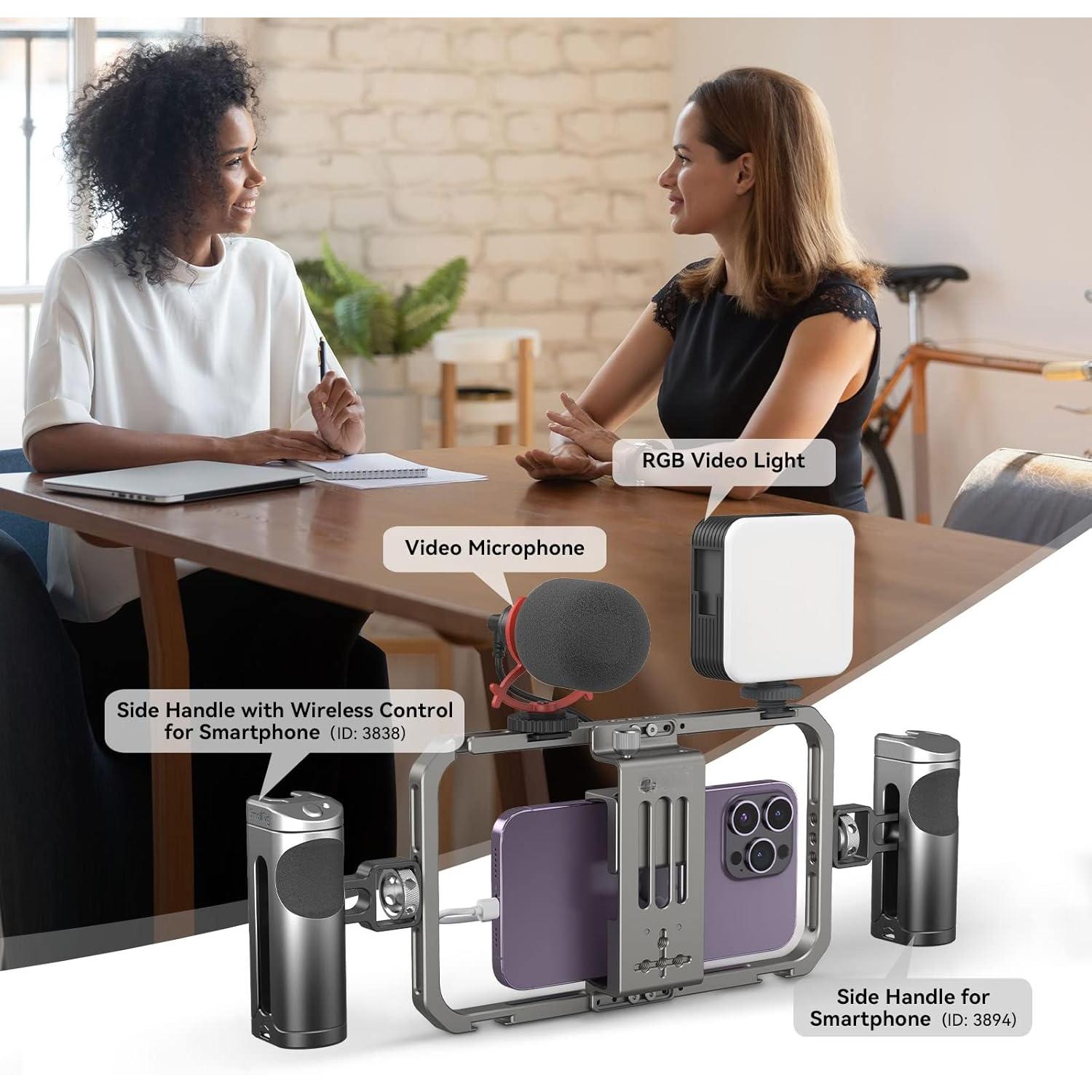 Universal Smartphone Video Rig for  17 16 15 14 for , Filmmaking Vlogging Rig Aluminium Alloy Phone Video Cage Grip with Cold Shoe Mount for Videomaker Videographer