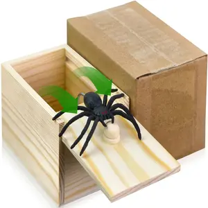 Utum Wooden Spider Prank Box, Handcrafted Durable Money Surprise Box, Novelty Gag Toy for Adults, Halloween Birthday Gift