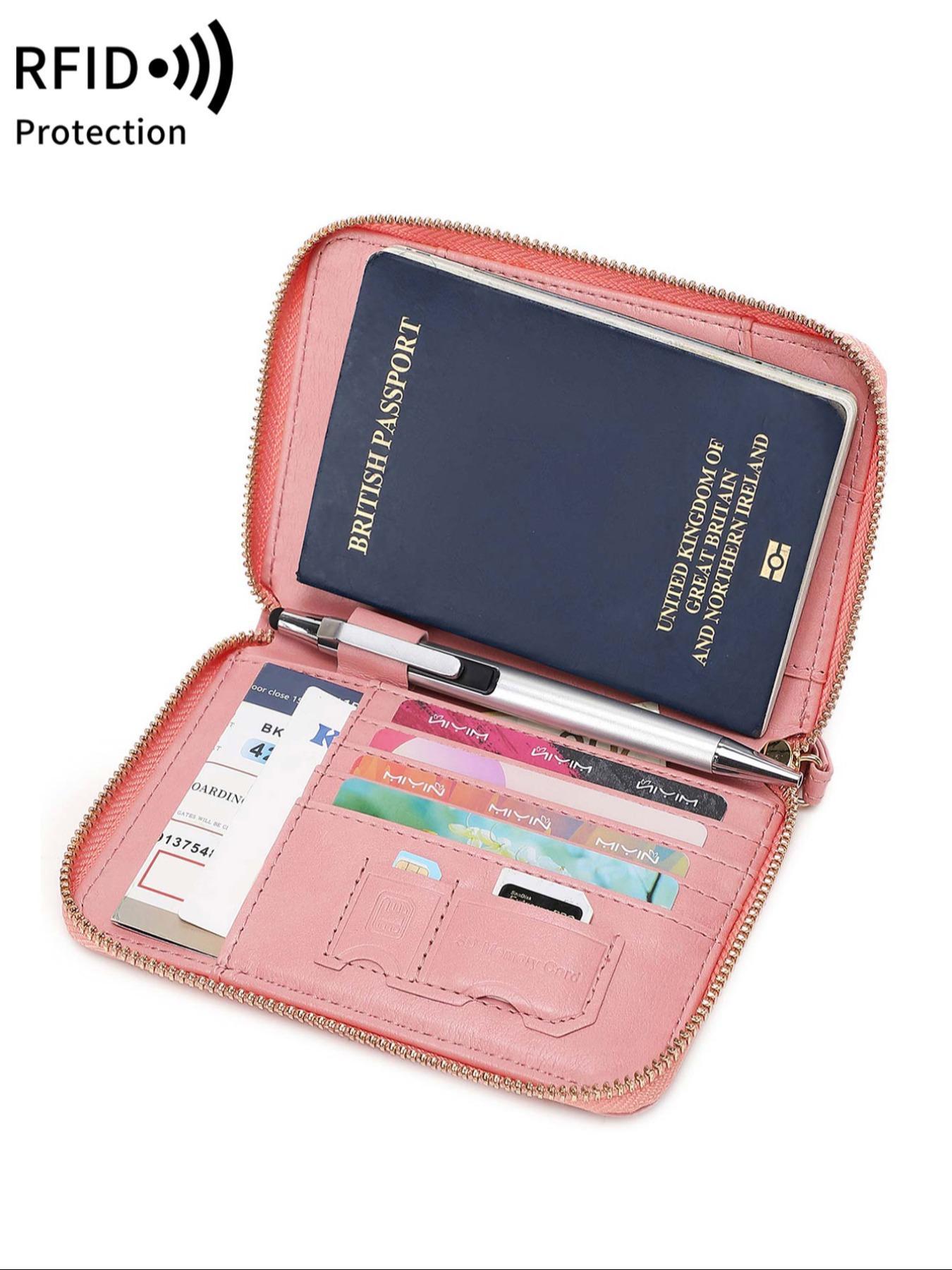 Solid Color Passport Case, Passport Wallet, Multi-functional Zipper Travel Card Holder, RFID Blocking Card Holder, Fashion Travel Accessories, Travel Essentials